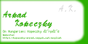 arpad kopeczky business card